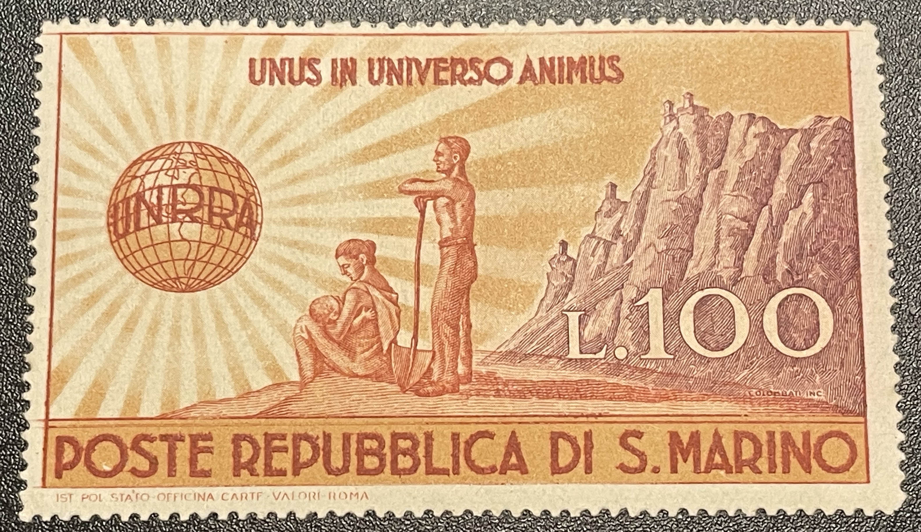 Image of San Marino stamp celebrating UNRRA