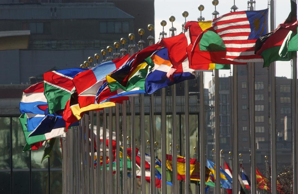لقطة للبعض من أعلام الدول الأعضاء الـ 126 في منظمة الأمم المتحدة